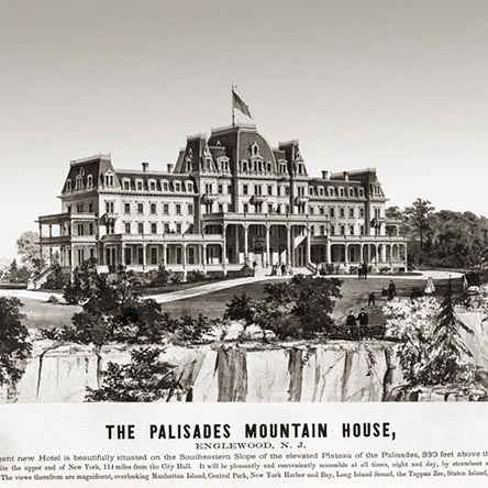 Architect's drawing of the Palisades Mountain House, 1872