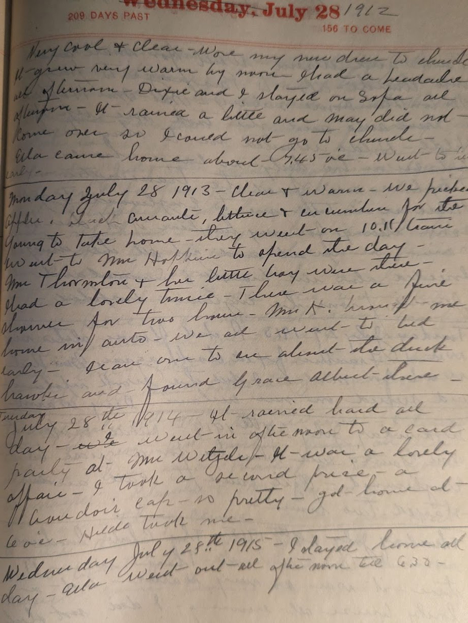 page from Alberta Miles' diary
