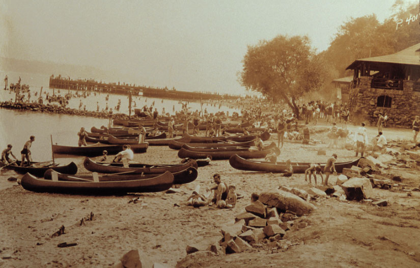 Canoes at Undercliff beach c. 1930